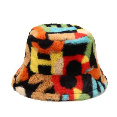 China Factory Customized Plush Digital Printing Plush Bucket Hat Adult Casual Bucket Hat for sale