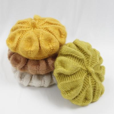 China 2021 new best quality plush color pure temperament women's hats knitting beret fashion for sale