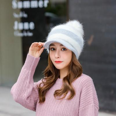 China 2021 Wholesale Fashion New COMMON Heat Color Matching Pompoms Brim Knitted Hats for sale