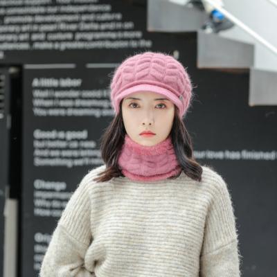 China 2021 JOINT NEW Wholesale Hot Elegant Solid Color Autumn Warm Scarf Winter Hat Set for sale