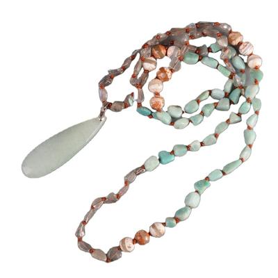 China CLASSIC Women Yoga Necklace Amazonite Gemstone Beads Charm Necklace 108 Mala Necklace Pendant Beads for sale