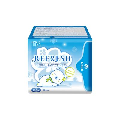 China Breathable Silky Wins Breathable Backsheet Refresh HIBIS Pantyliner 15.5cm Taiwan Herbal Brand for sale