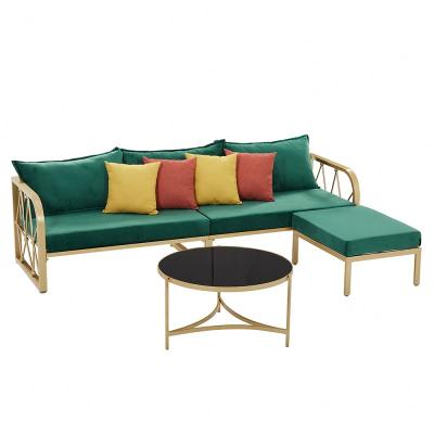 China (Other) Nordic luxury modern green creative flannel adjustable personality bedroom leisure 7 form simple design sofa set for sale