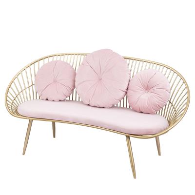 China (Others) Adjustable Modern Simple Creative Peas Long Bed Lazy Metal Pea Sofa Velvet Living Room Design Set Sofa Furniture Double Seat Fashion for sale