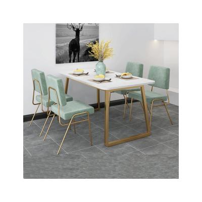 China (Other)Adjustable Simple Modern Marble Luxury Metal Leg Dining Table Household Dining Table Dinner Table And Chair Combination Light for sale