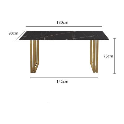 China Modern Nordic Light Luxury Dish Rock Small Family Simple Rectangular Marble Dining Table And Chair Combination Household for sale