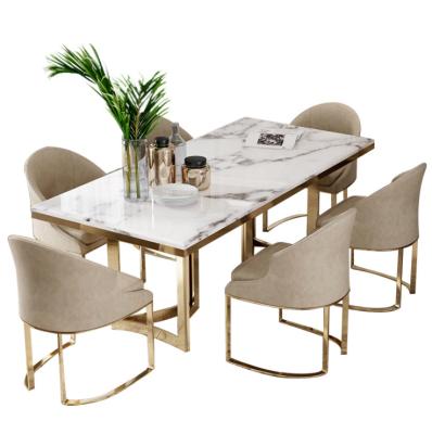 China Wholesale Marble Adjustable Modern Simple Office Dining Table Slate Rock Table Dinner Metal Luxury Dining Table (Other) Home Furniture Metal for sale