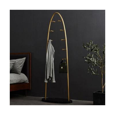 China (Others) Wholesale Adjustable Luxury Marble Coat Rack Gold Metal Marble Base Clothes Shop Commercial Furniture Towel Coat Rack for sale