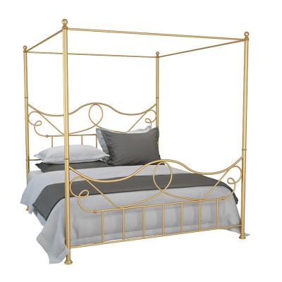 China Multi-functional iron bed Canopy iron (the other) iron double bed Internet celebrity hotel light iron Nordic adjustable bed gold luxury household for sale