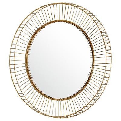 China Decorative Mirror European Wall Mounted Circular Salon Makeup Mirror Iron Style Dressing Table Decorative Mirror for sale