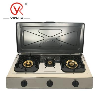 China Hotel Palestine Israel 3 Burner Gas Cooker With Cover for sale