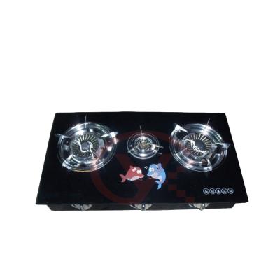 China 2017 NEW PRODUCT Three Burner Household Tempered Glass Top Gas Stove for sale