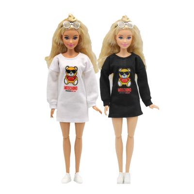 China Barbie Doll Toys Clothes Accessories Fashion Toy 11.5-11inches Cartoon Princess Bear Heat Transfer Sleeve Dress New Long For Kids Gift for sale