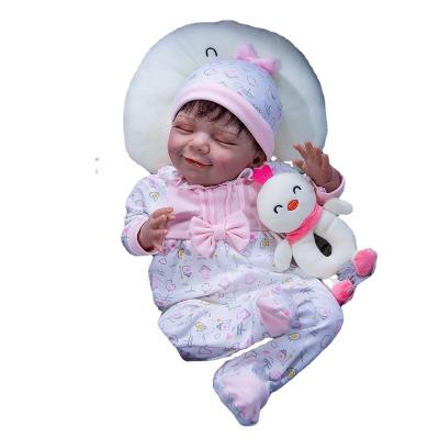 China Mini New 20inches Realistic Closed Eyes With Smile Realistic Soft Silicone Vinyl Cloth Body Simulation Reborn Baby - Doll For Model Aids for sale