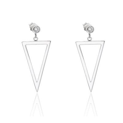 China 925 Sterling Silver Jewelery Cute Triangle Design Stud Earrings For Women Long Drop Earring 2021 for sale