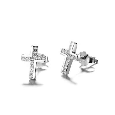 China Wholesale Cute Charm Jewelry 925 Silver Cross Stud Earrings For Women for sale