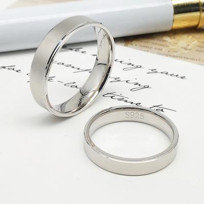 China CLASSIC Solid Silver Rings Set Simple Design Plain Silver Couple Wedding Silver Rings For Men for sale