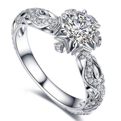 China Banquet Personality Hollow Flower Full Star Ring Female Hot Selling European And American Snowflake Gifts for sale