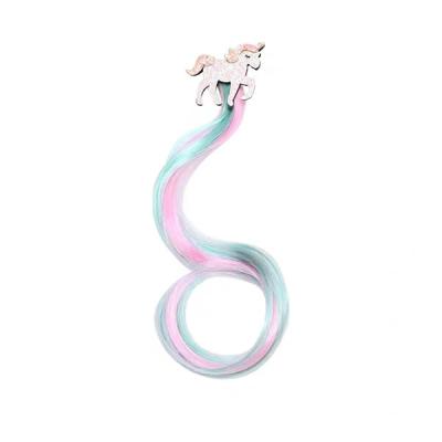 China Suitable for very cute little girls Korean version of the children's tiara colorful curly wig and small kylin butterfly hairpin small clip gradient wig for sale