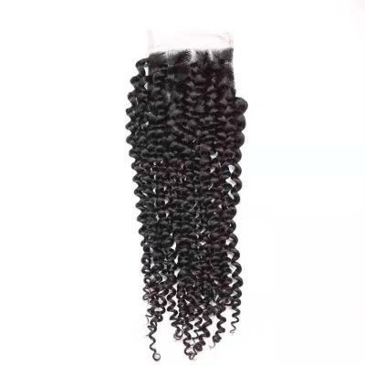 China Free Sample Real Life Bubble Hair Compression Color Lace Hair Piece 4X41B# Curly 100% Curly Lace Closure 100% Remy Brazilian Hair for sale