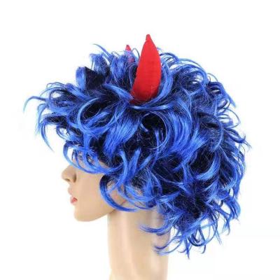 China Foreign trade ghost festival hair Halloween wig Cosplay cos the bar to perform festivities ox horn wigs costume party parties decorate for sale