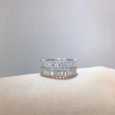 China Wedding Moissanite Diamond Ring 925 Sterling Silver Cubic Zirconia Band Ring for sale