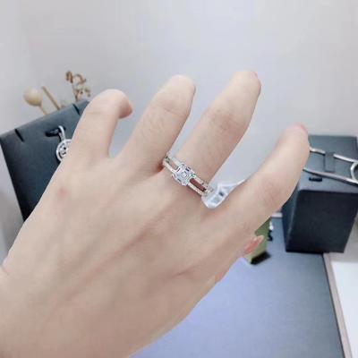 China Women S925 Sterling Silver Rings Black CZ Cubic Zirconia Square Cut Jewelry for sale