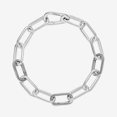 China Women's 925 ME Link Chain Sterling Silver Bracelet Bangle With Hook Clasp for sale