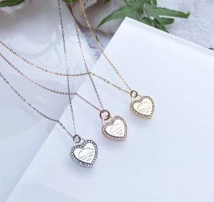 China 18 Inch Sterling Silver Heart Pendant Necklace Rhodium Plating for sale