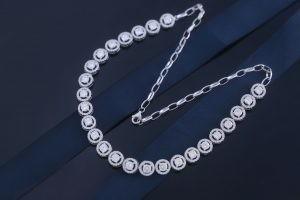 China S925 Sterling Silver CZ Tennis Necklace For Engagement Gift for sale