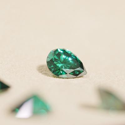 China Brilliant Cut Synthetic Loose Moissanite Gemstones Pear Shaped Emerald For Jewelry for sale