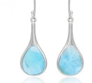 China Blue Sterling Larimar Silver Jewelry Drop Earrings For Women for sale