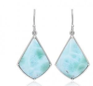 China Gemstone Larimar Silver Jewelry Mini Diamond Teardrop Earrings for sale