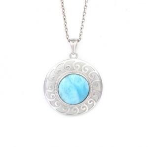 China Sunflower Retro Gold Plated 925 Larimar Sterling Silver Pendant Necklace for sale