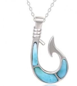 China 925 Sterling Larimar Silver Jewelry Gifts Fishhook Boat Anchor Charm Pendant for sale