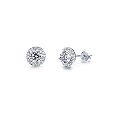 China 925 Sterling Silver Hip Hop Custom Moissanite Jewelry Stud Earrings 2ct Diamond for sale