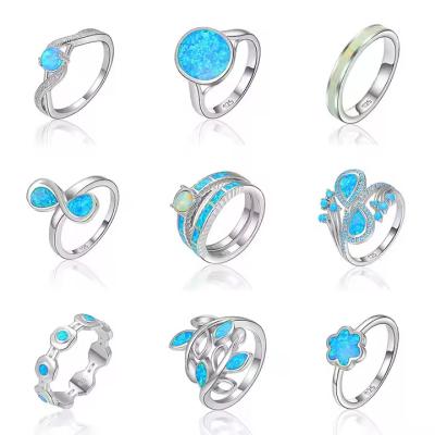 China Blue Green Quartz Gemstone Opal Ring Silver Band 925 Sterling Silver Ring Jewelry for sale