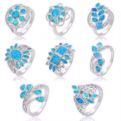 China Natural Blue Sterling Opal Jewelry Ring For Women ODM for sale