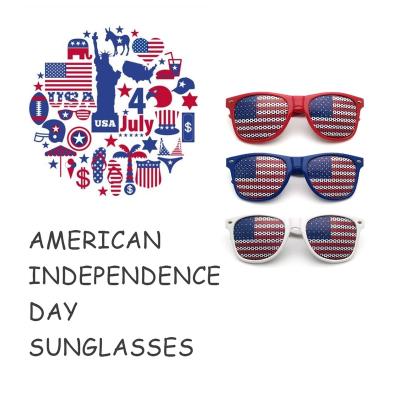 China Durable Patriotic Plastic USA Design American Flag Shutter Glasses Shades Sunglasses for Independence Day Party Decoration for sale