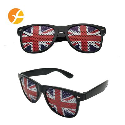 China Crazy Promotion Durable Custom Club World Cup Party American Flag Sunglasses Football Fans National Flag Sticker Unisex Sunglasses for sale