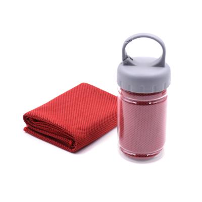 China Custom Logo Cooling 30 x 100 cm Large Compressed Microfiber Fast Dry Ice Sport Gym Towels in a Bottle for sale