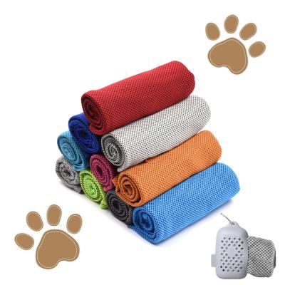 China Hypoallergenic Summer Necessary Instant Ice Cool Microfiber Custom Sports Dog Instant Cooling Towels With Silicone Case for sale