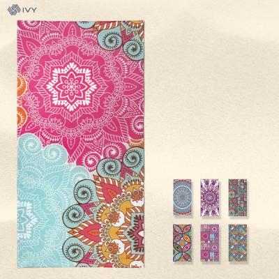 China New Design Compressed Quality Quick Absorbent Mandala Microfiber Suede Outdoor Beach And Sports Custom Dry Towel for sale