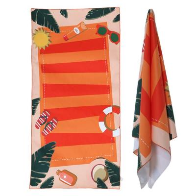 China Brand logo jacquard super soft quick dry compressed sandfree custom beach sport bath towel for vacation for sale