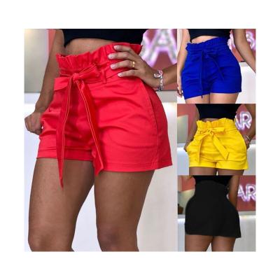 China New Viable Summer Style Women's Solid Color Waistband Pants Elastic Loose Wide-leg Mini Casual Shorts for sale