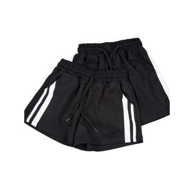 China Breathable High Waist Bilateral Striped Sports Shorts Breathable Ladies Sports Shorts Polyester Casual Shorts for sale