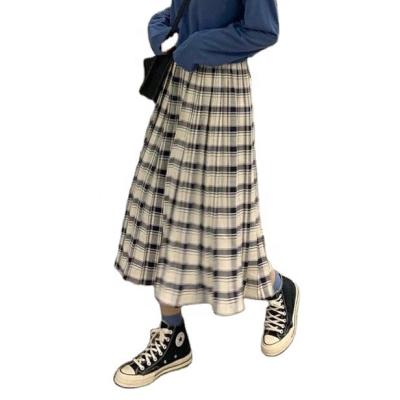 China A lovely waist autumn and winter plaid retro skirt elastic band ladies skirt umbrella skirt for sale