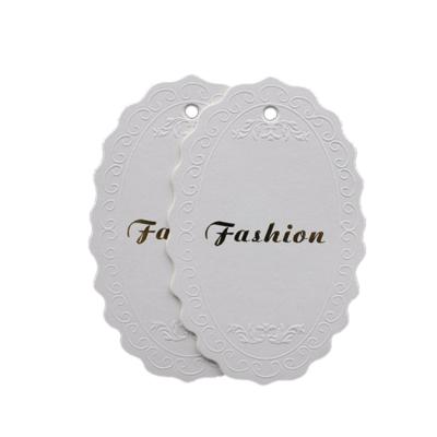 China Sustainable High Quality Custom Paper Fold Over Hang Tag For Clothing for sale