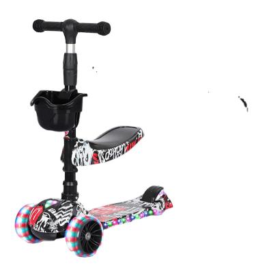 China Kid Graffiti Pattern Music Game Function 3 Wheels Children Kids Foldable Scooter for sale