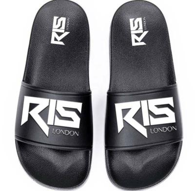 China Custom 3d Slides Cushioning Embossed Logo Designer Sliders Slippers Eva Men Slippers Print Insole 2021 Slides Customized Logo Sandals for sale